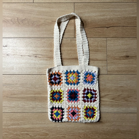 Multicolor Granny Square Crochet Mini Tote Bag - Picture 4 of 6